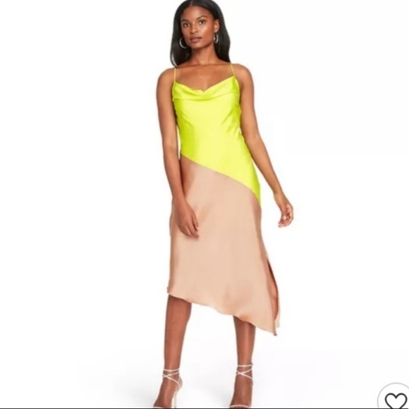 Cushnie Chartreuse And Tan Slip Dress - Picture 1 of 3